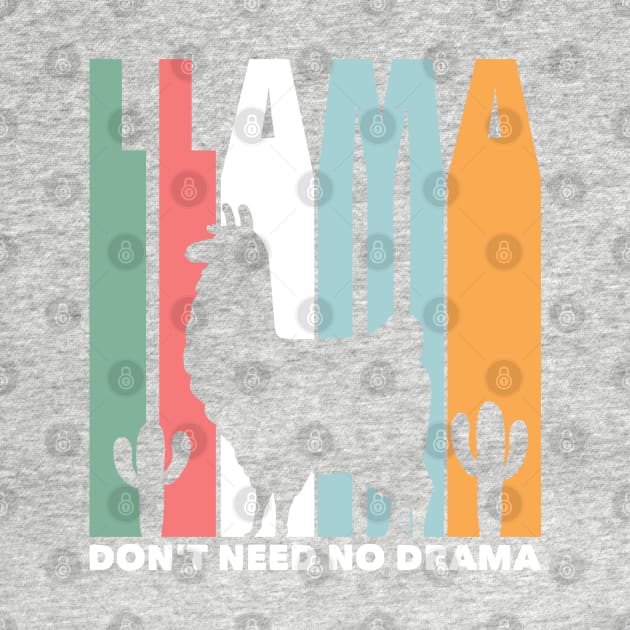 Llama Funny Don't Need No Drama Retro Llama Silhouette by markz66